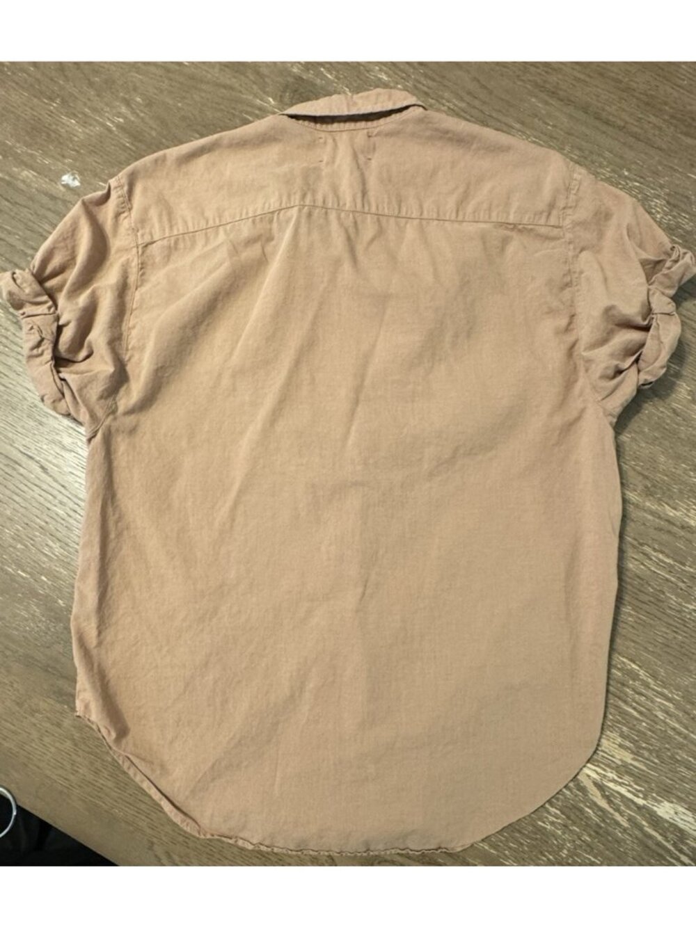 Xirena Channing Shirt Neutral Tan Roll Short Sleeve Costal Minimalist Oversized - Picture 10 of 10